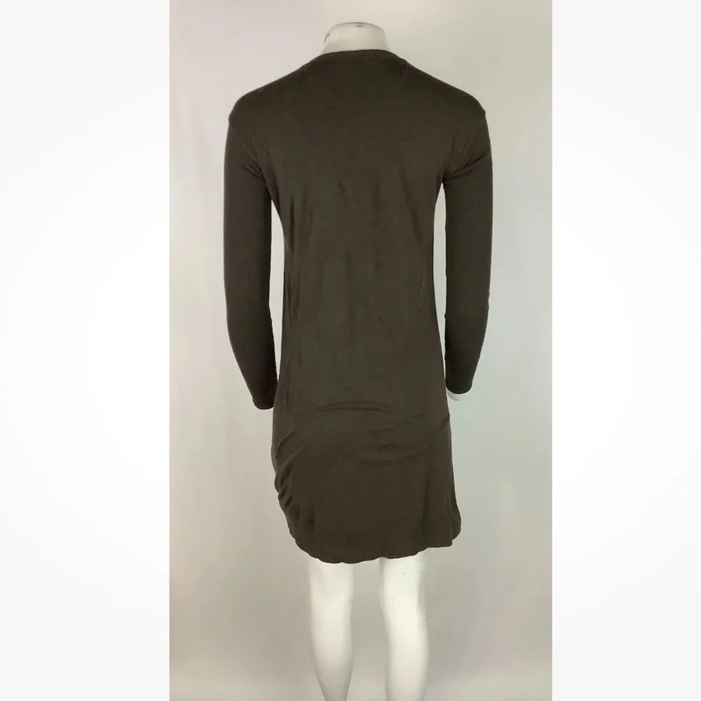 Ralph Lauren Blue Label Sz S Henley Neck Pullover Shirt Dress Brown Modal